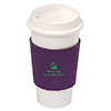 DA7437-NYC PLASTIC CUP WITH NEOPRENE SLEEVE-White cup with Purple sleeve